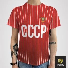 Футболка СССР - Сделан в СССР (красные полосы) (мужская)
