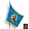 Знамя с ликом Архангела Михаила (фон голубой, с надписью) 90х135 см