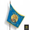 Знамя с ликом Николая Чудотворца (фон голубой, с надписью) 90х135 см